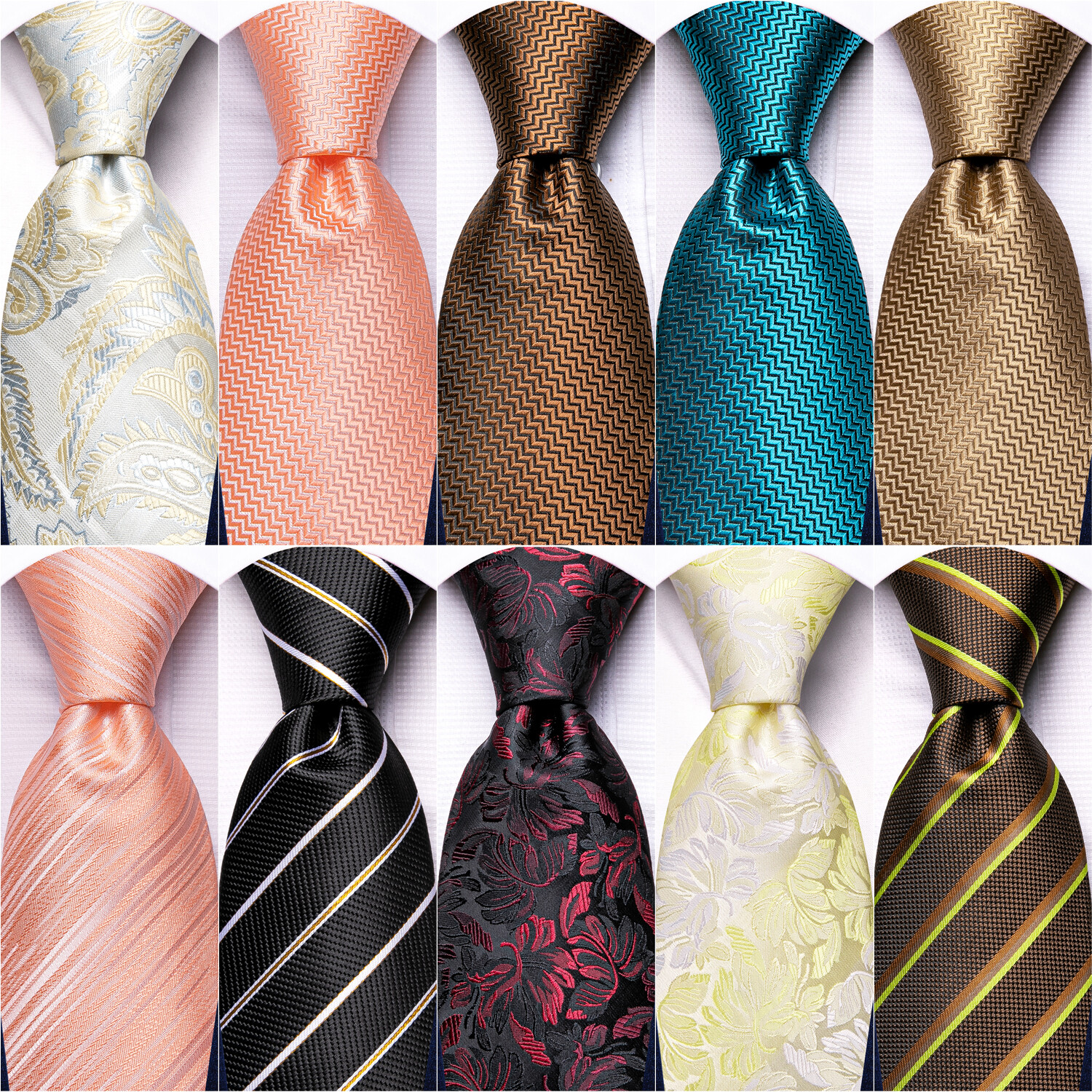 Classic Red Men's Tie for Wedding Necktie Pocket Square Cufflinks Set