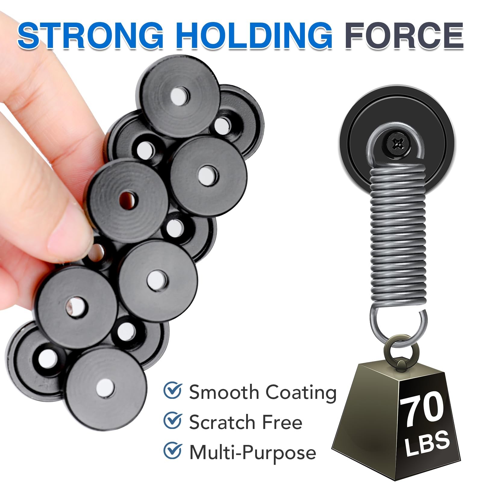 MIKEDE 12Pack Strong Neodymium Cup Magnets, 70Lbs+ Force Heavy Duty Black Rou...