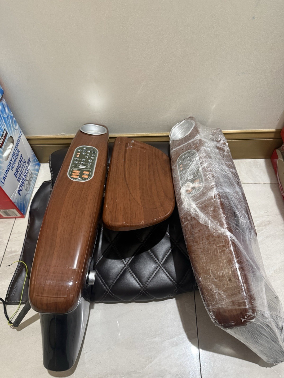 ANS Pedicure Chair Armrest ANS-P20 Portable Brown Black Wood Finish with Remote