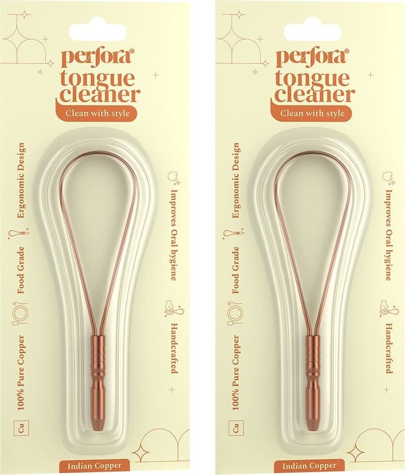 Perfora Copper Tongue Cleaner for Men and Women (Pack of 2) For Fresh Breath