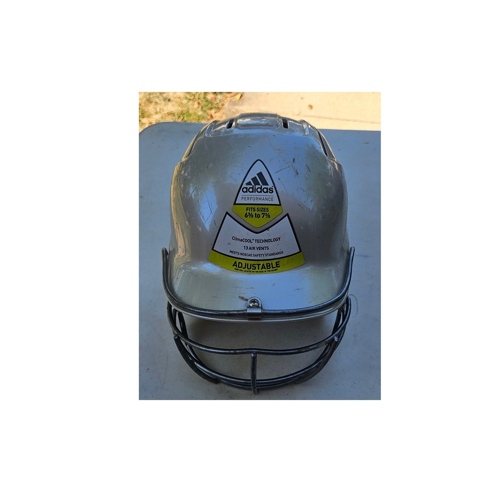 Adidas Performance Youth Baseball Batting Helmet Silver Adjustable 6 5/8-7 3/8