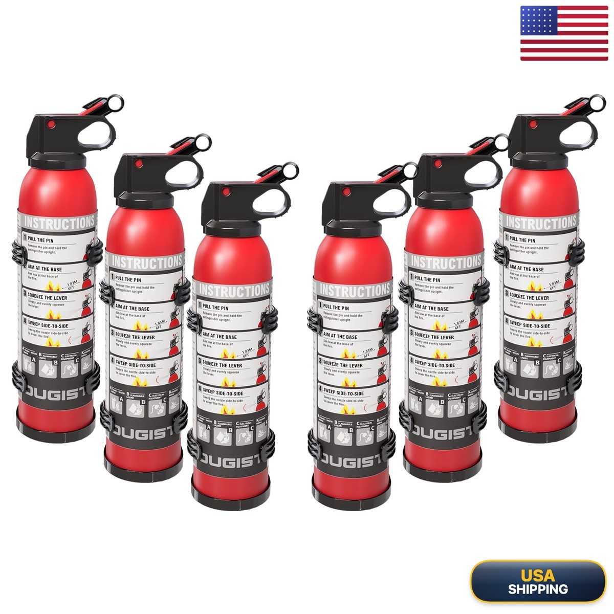 Ougist Small Fire Extinguisher Home & Car (6Pack, 1.32lb Each) Portable Dry