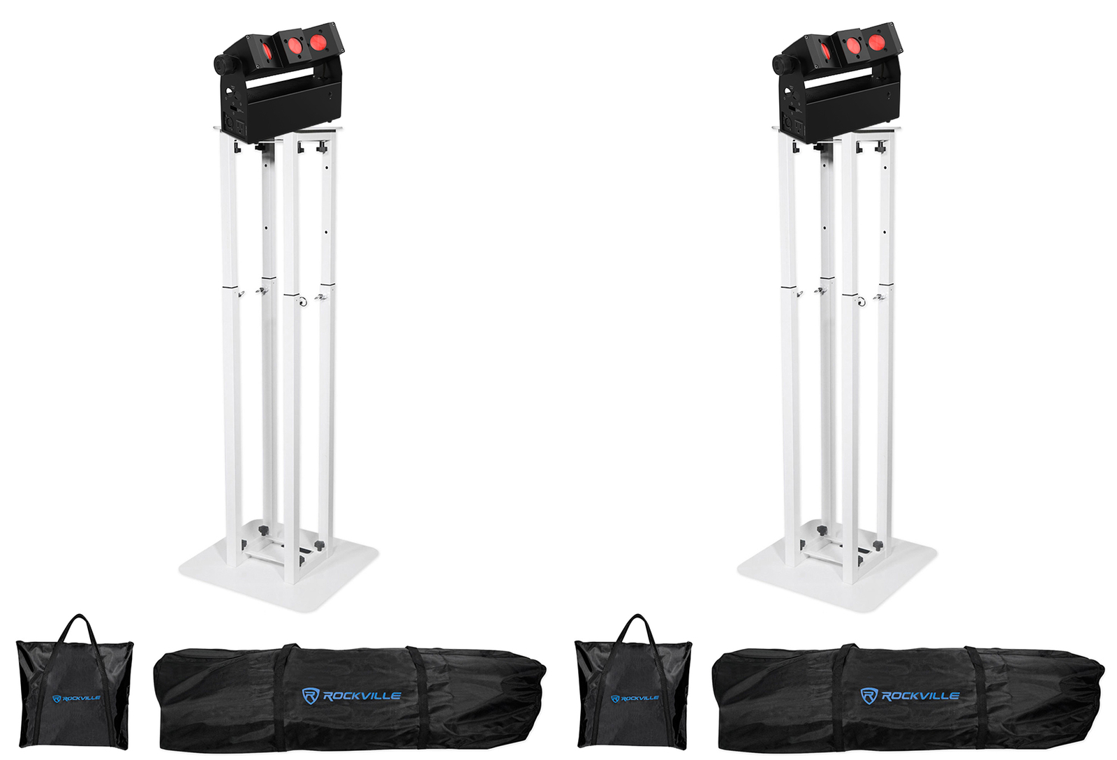 (2) Chauvet DJ EZbeam Q3 ILS Battery-Powered DMX Wash Effect Lights+Totem Stands