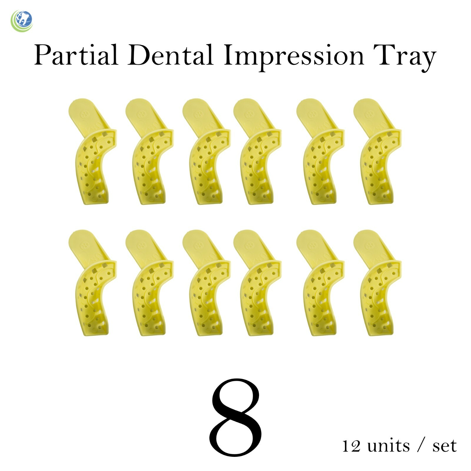 36 Pcs Dental Disposable Impression Trays Perforated Autoclavable Partial #8