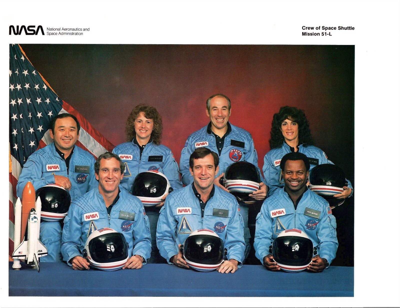 NASA Space Shuttle Challenger 51-L Crew Member Photo 8" x 10"