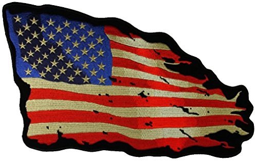LARGE DISTRESSED AMERICAN FLAG BACK PATCH TATTERED BATTLE US UNITED STATES