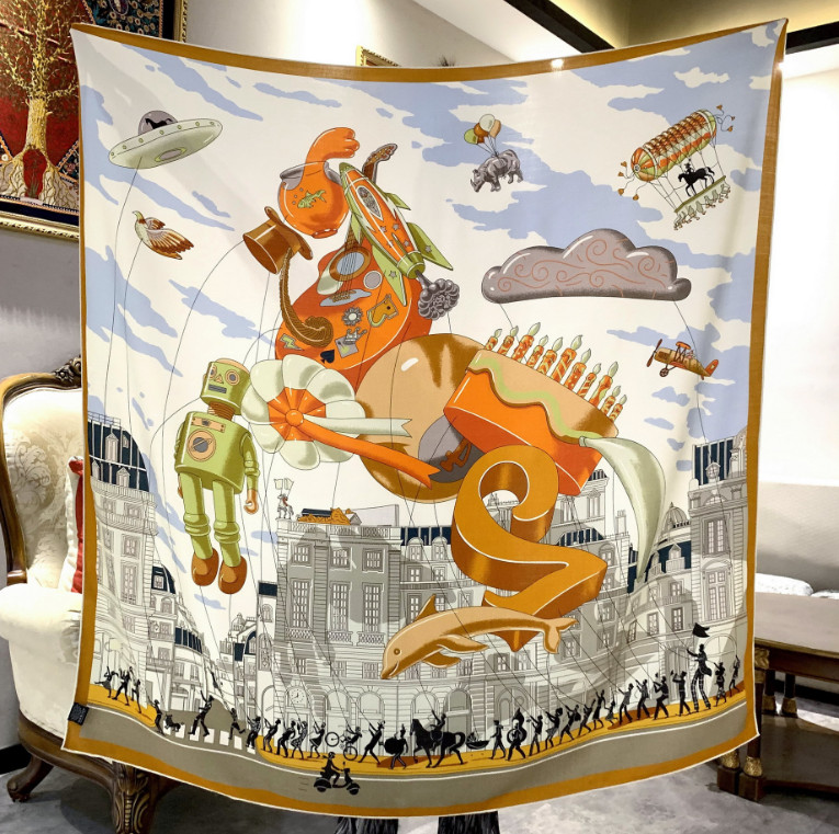 70% Cashmere 30% Silk 53'' Double Face Scarf Shawl Wrap mechanical horse Print