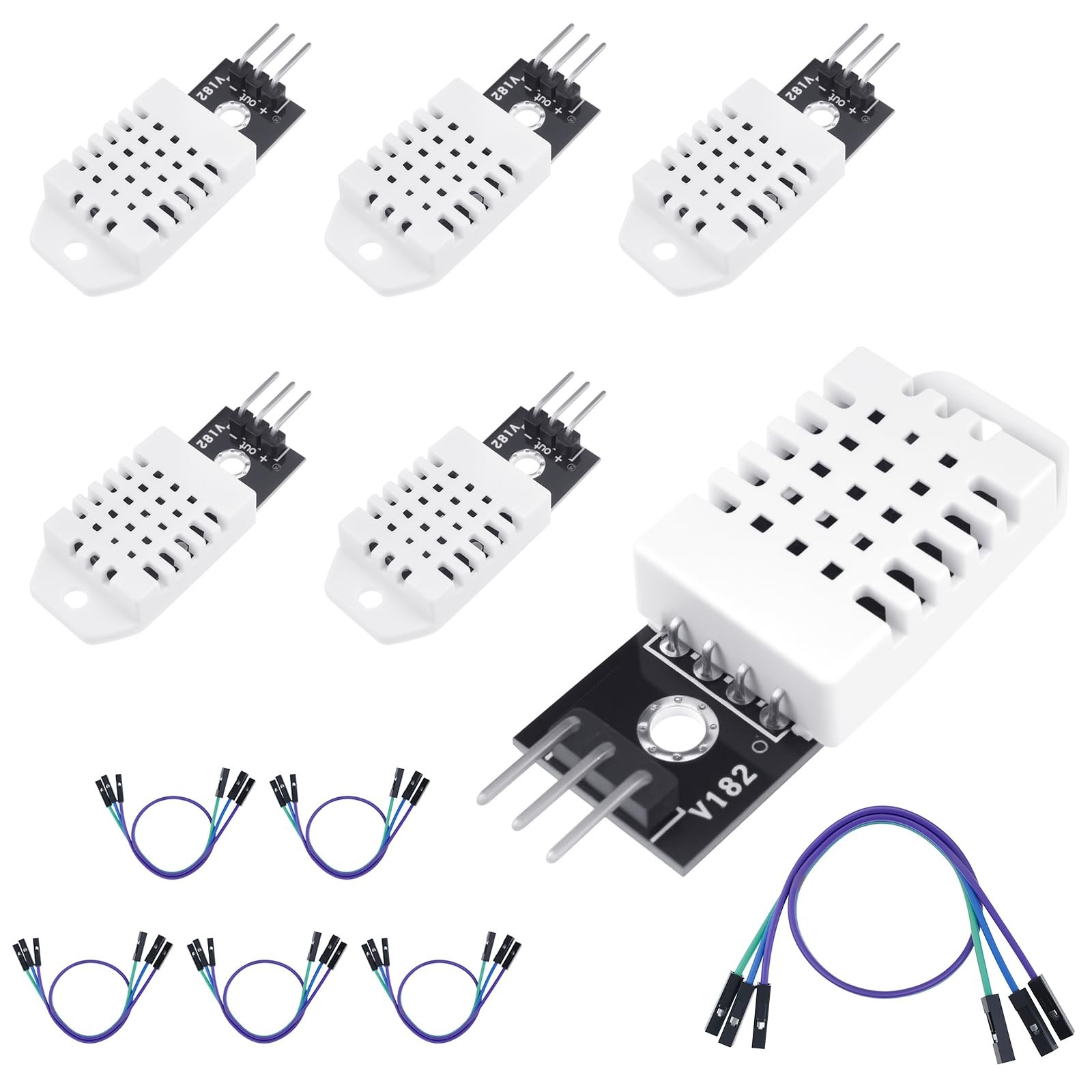 6 PCS DHT22/AM2302 Digital Temperature Humidity Sensor Module With Cable