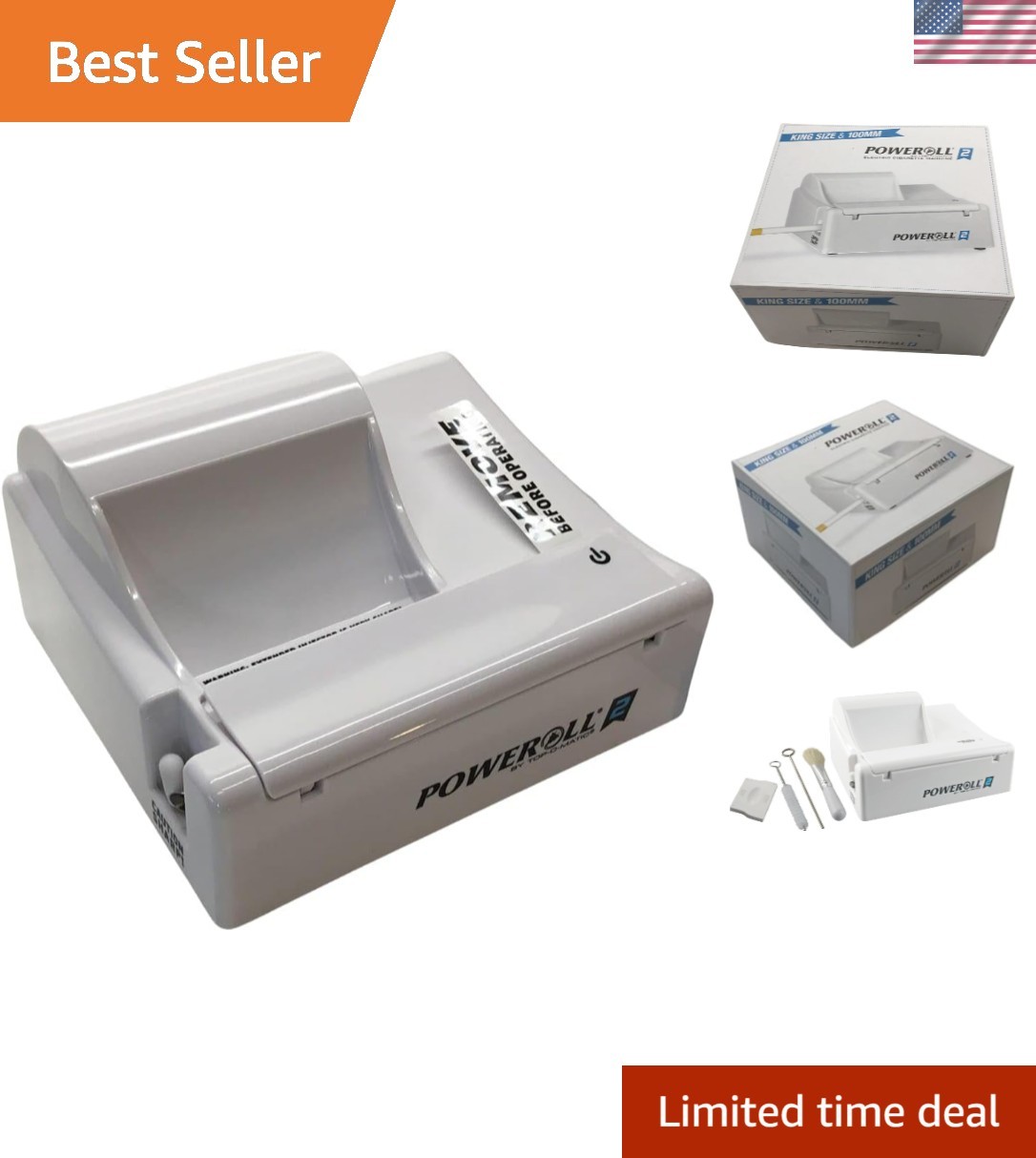 Compact Poweroll 2 Electric Cigarette Maker - 100mm, Keep Your Cigarettes Clean