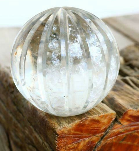 Gazing Ball Heavy Unusual fluted decorative round marks ball is smooth ZF