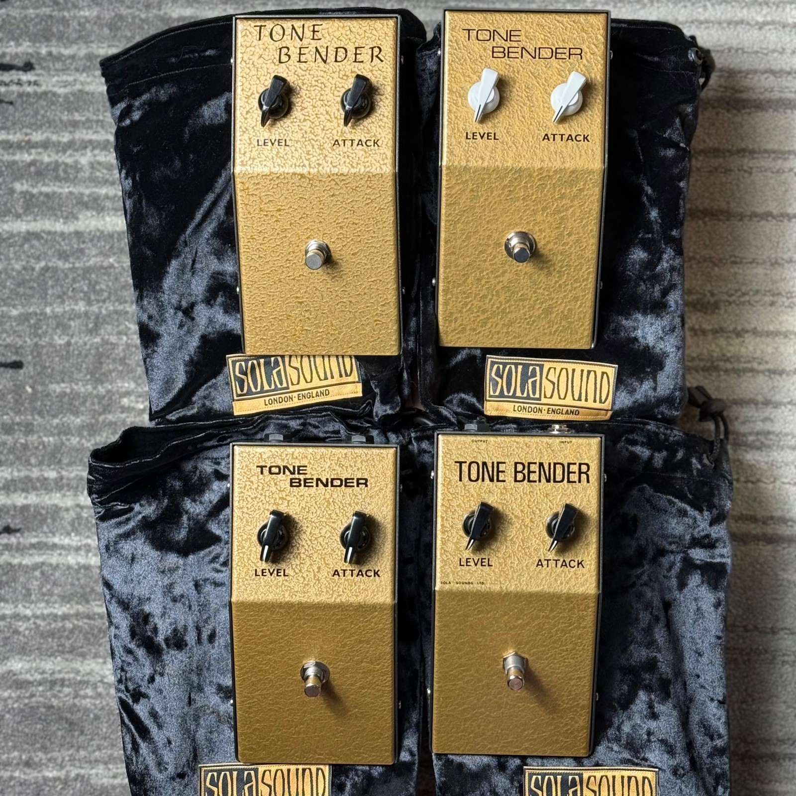 Sola Sound Tone Bender MKI Fuzz V2 2022 Matching Set of 4 - Gold