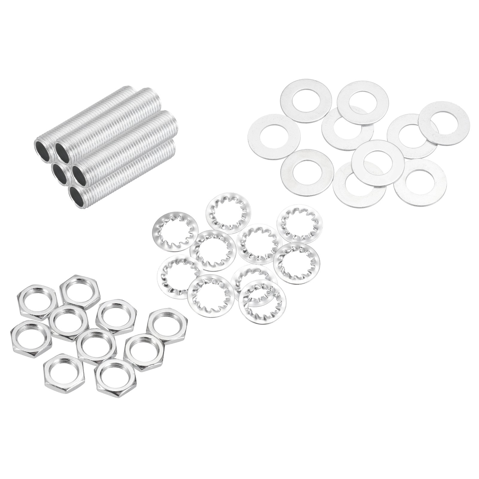 35Pcs 1.4" M10 Lamp Pipe Kit with Lock Nuts Washers for Assembly, Silver