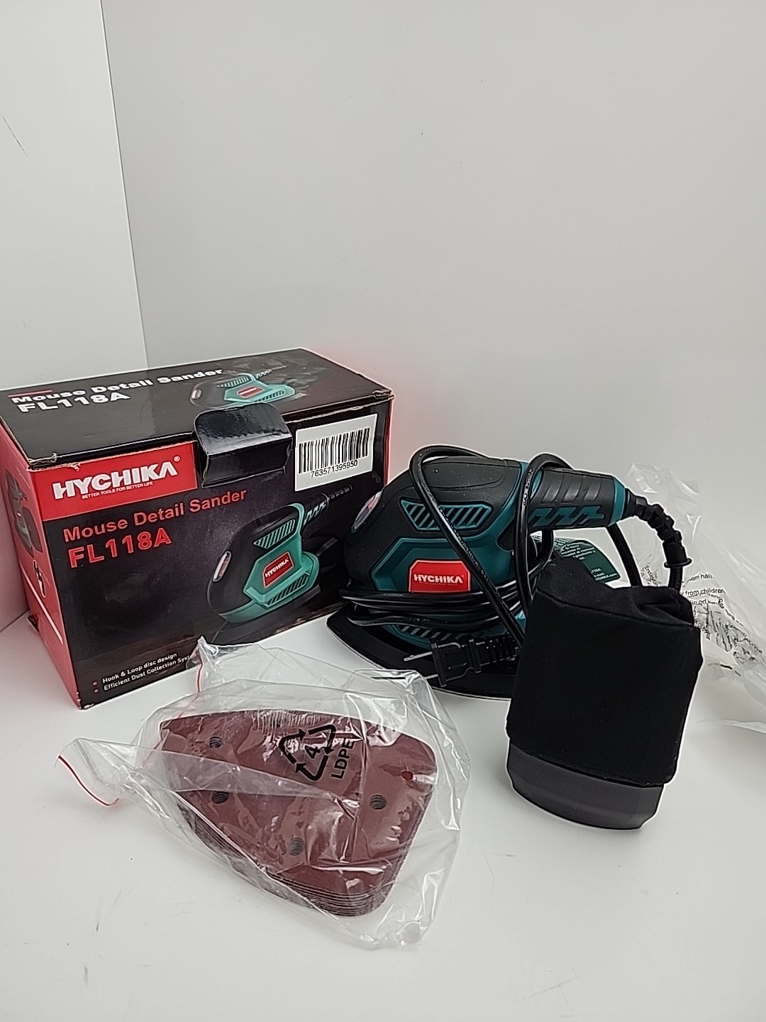 HYCHIKA Detail Sander, 14,000 OPM Compact Electric Sander Tool with 12 Pcs Sa...