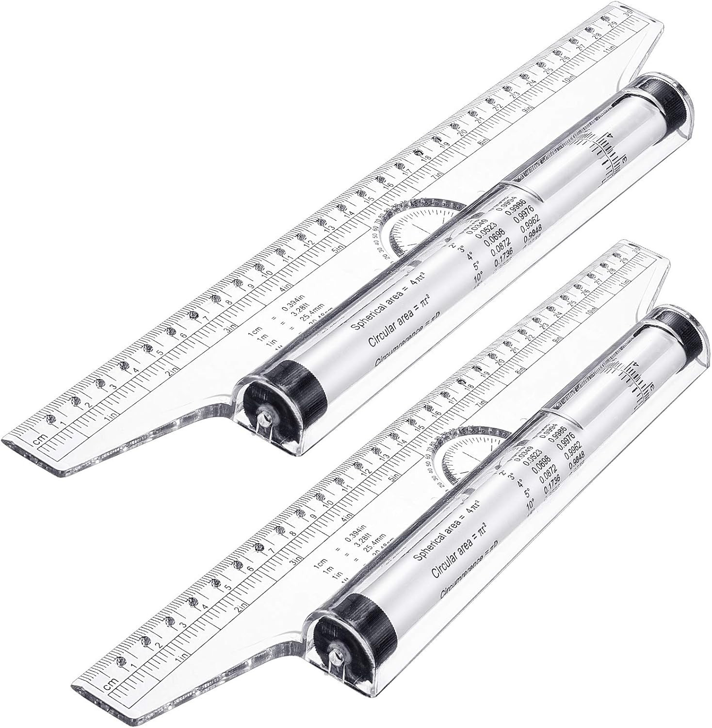 Frienda 2 Pieces Plastic Measuring Rolling Ruler Drawing Parallel Multifunctiona