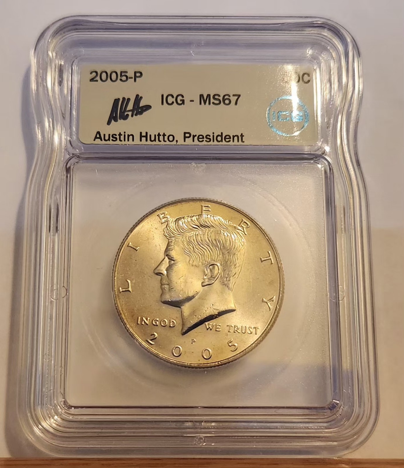 2005  P  Kennedy Half Dollar ICG MS67 AUSTIN HUTTO SIGNED