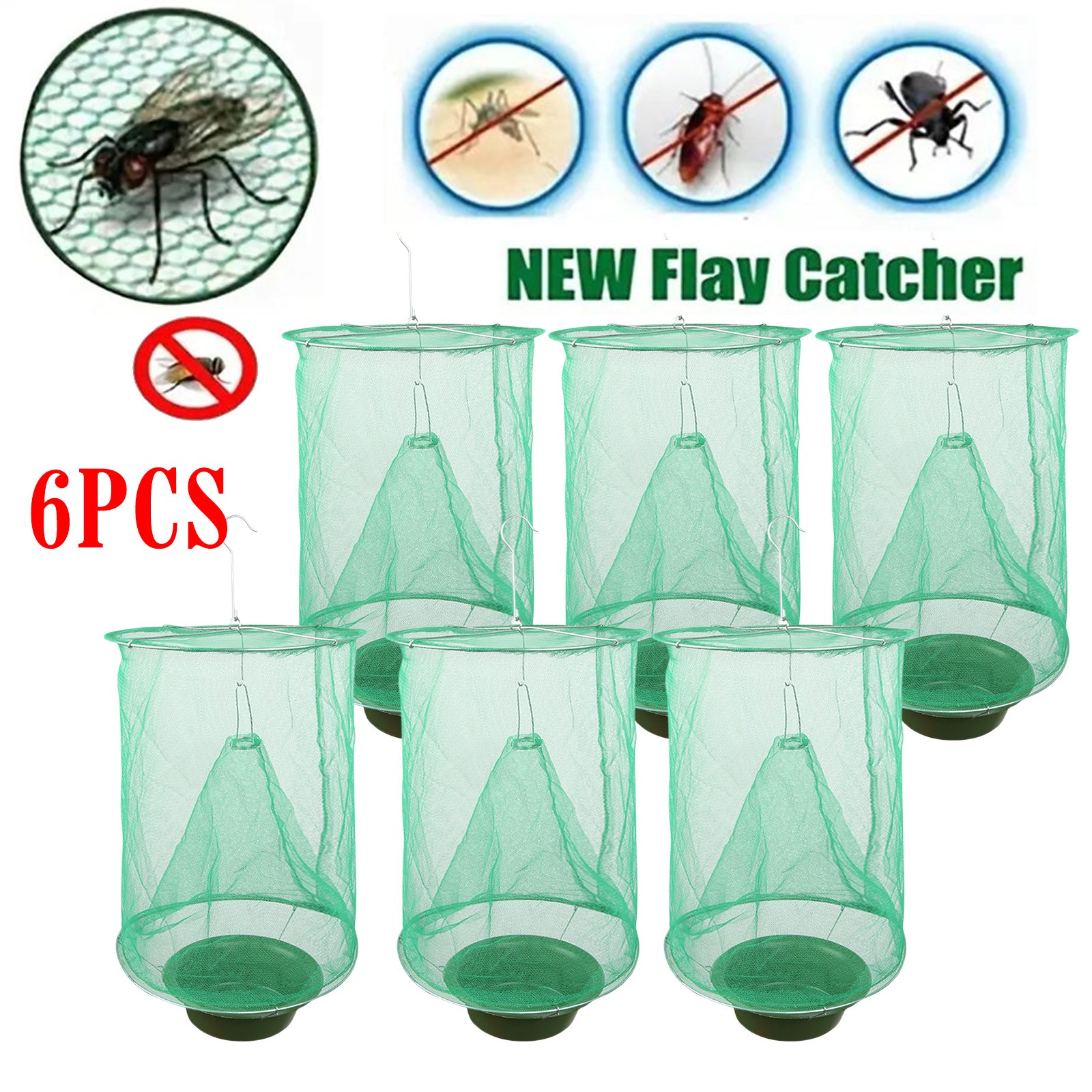 6x Fly Trap Ranch Reusable Catcher Killer Cage Net Pest Bug Catch Hanging Horse
