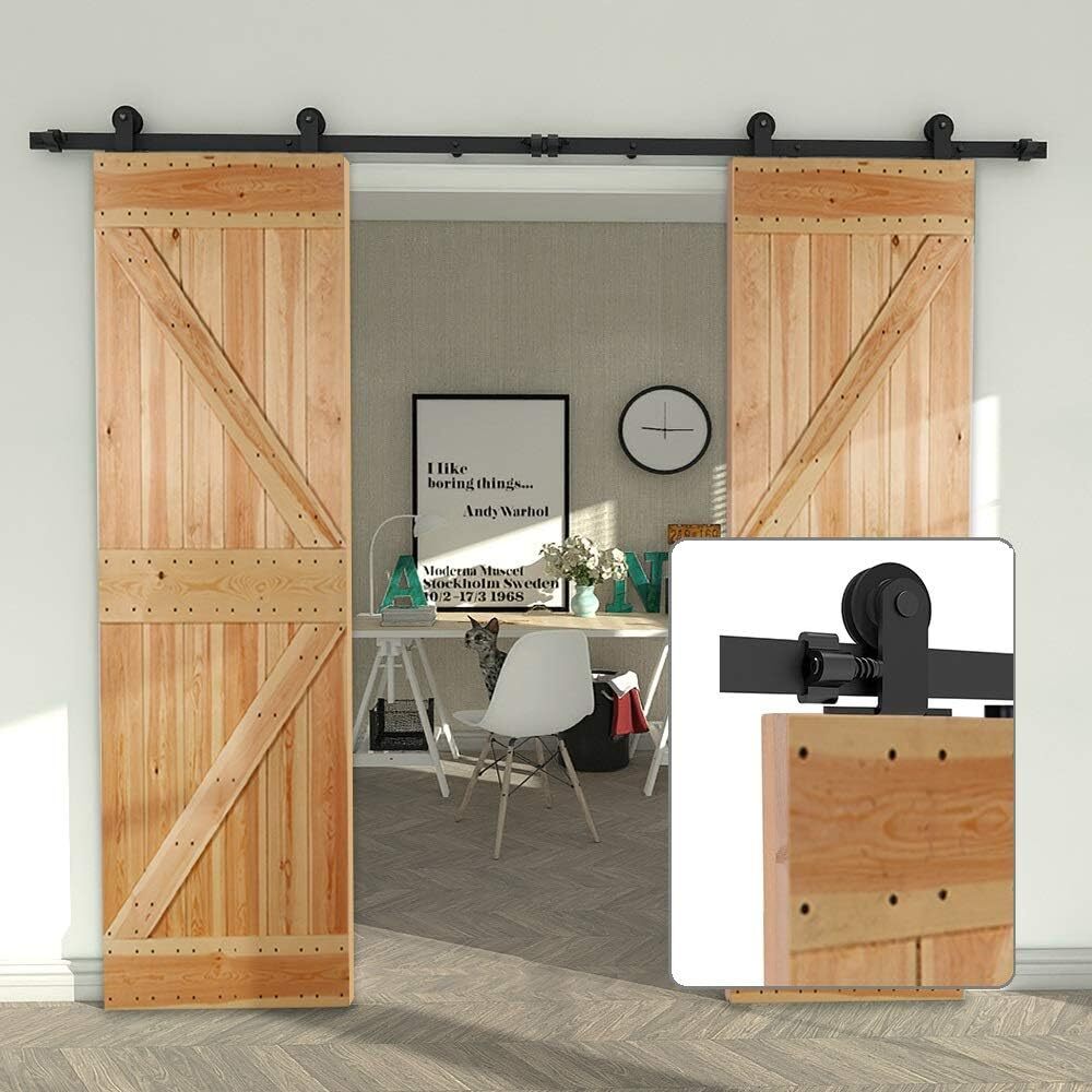 5-20FT Sliding Barn Door Hardware Roller Track Kit for Single Double Door