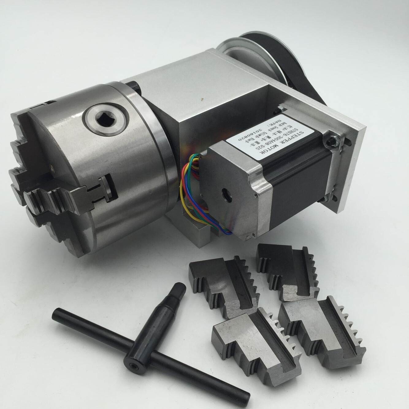 CNC Engraving Router Rotary Axis A 4th-axis Tables Hollow Shaft 4 Jaw 80mm Chuck