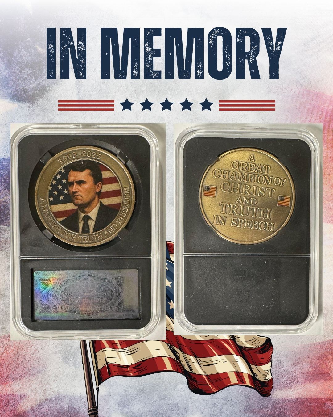 Charlie Kirk 2025 Commemorative Coin – A Fallen Hero for Justice & Freedom