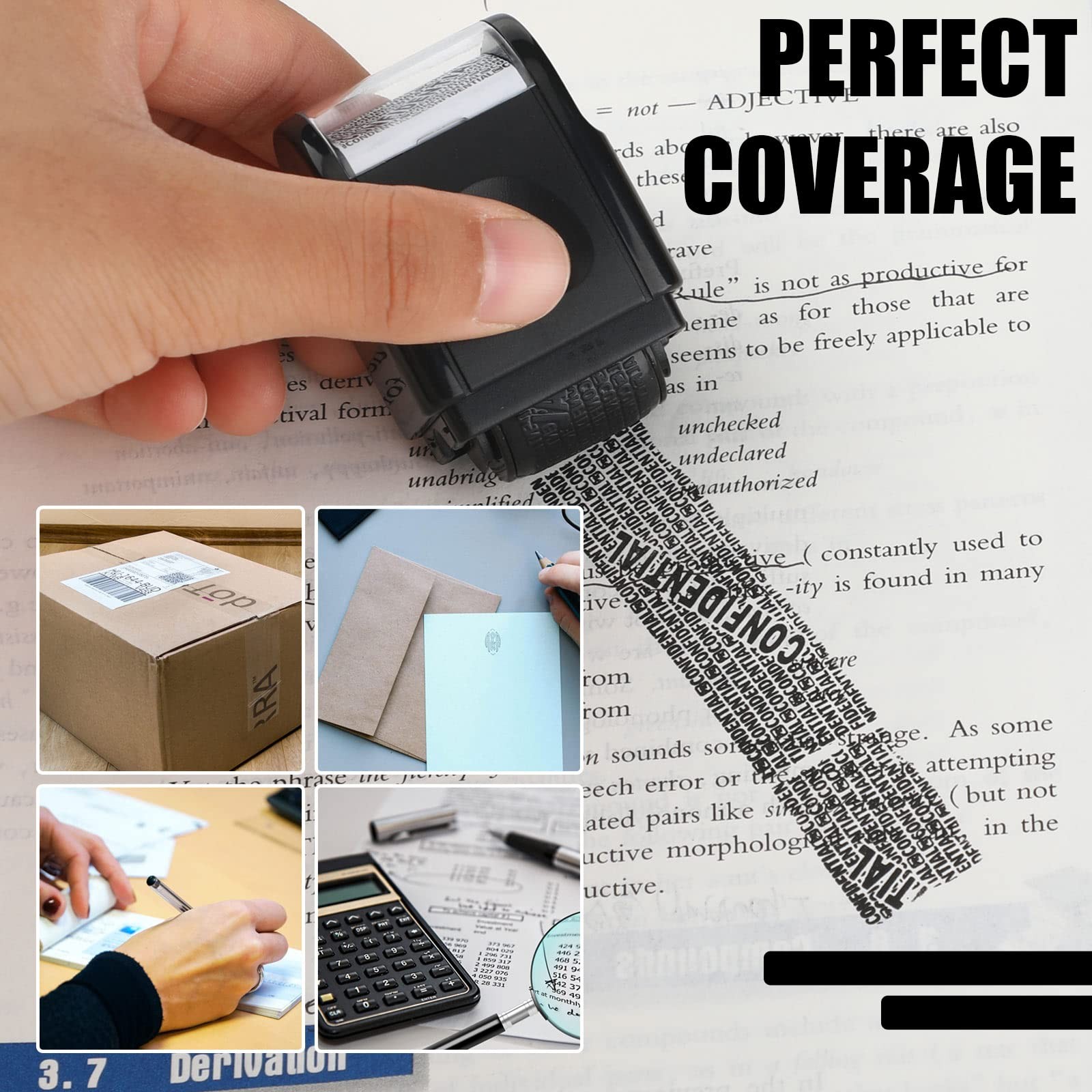 2-Pack Identity Protection Roller Stamp & 4 Refill Ink for Confidential Security