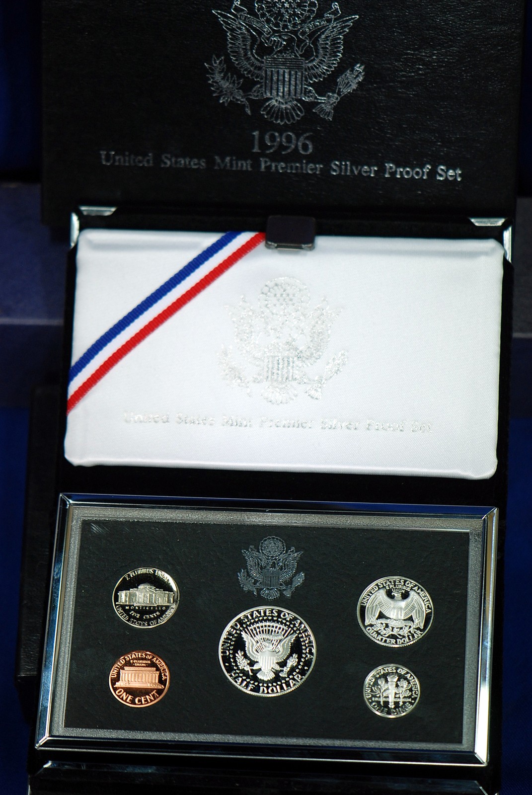 1996-s Premier SILVER Proof Set. Coins in Mint Made Custom Display Box