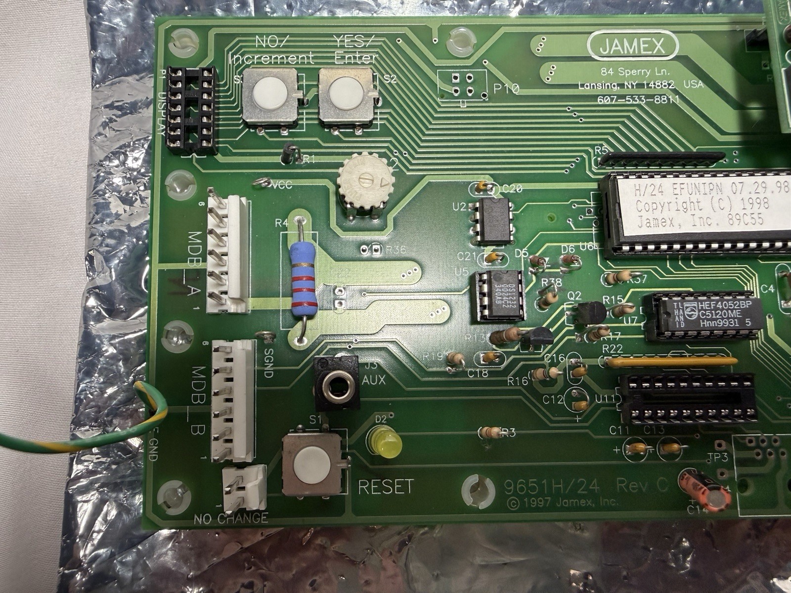 Jamex 9651H/24 Rev C Control Board PCB w/ Keltron DB Connector