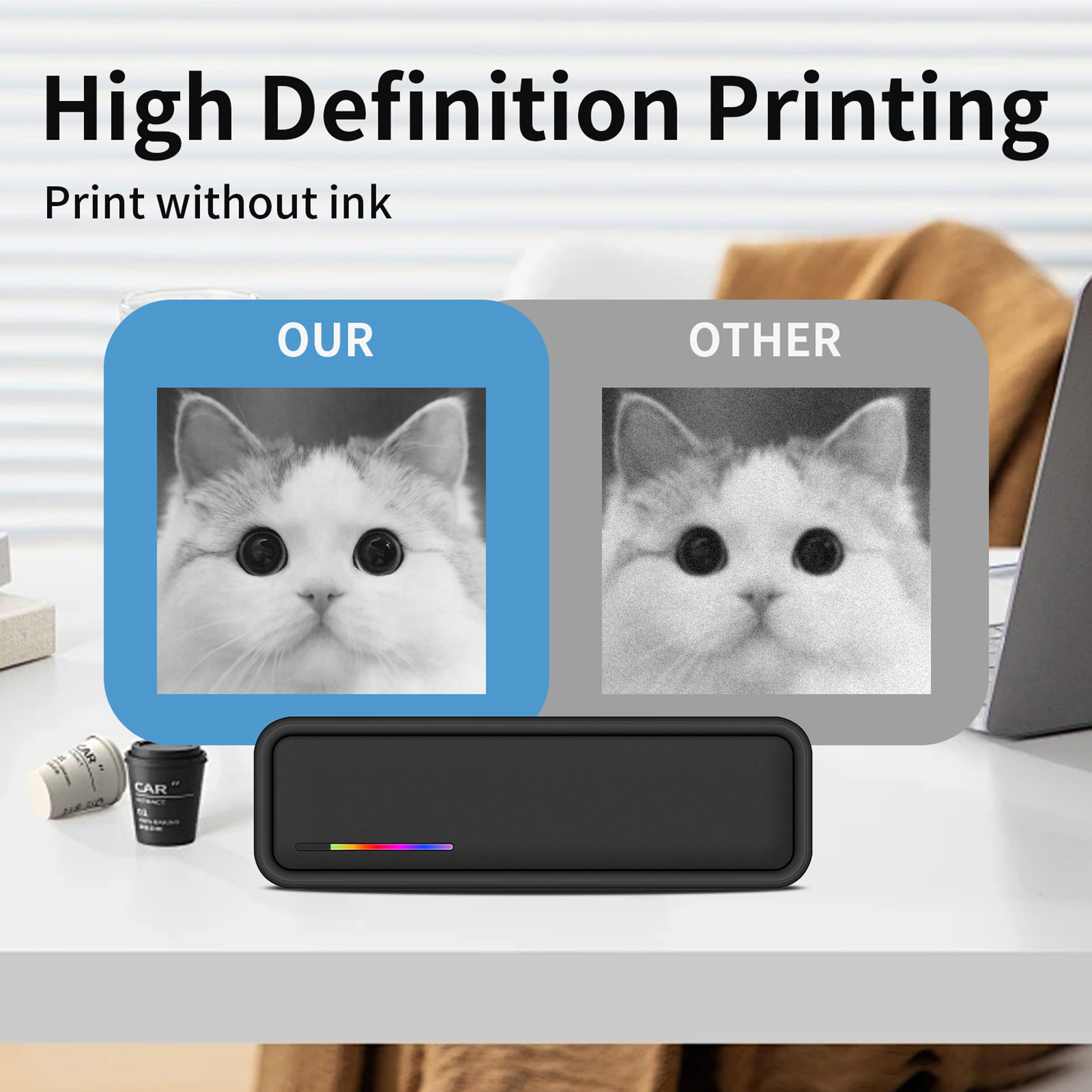 A4 Portable Paper Printer Thermal Printing Connect Compatible S0B6
