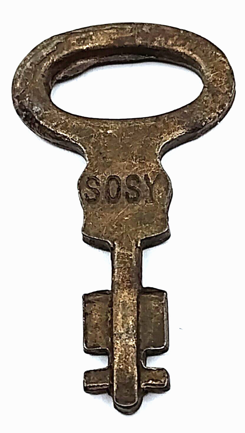 Vintage Key SOSY Tapered Brass-Colored Appx 33mm Steampunk Trunk Luggage Locks
