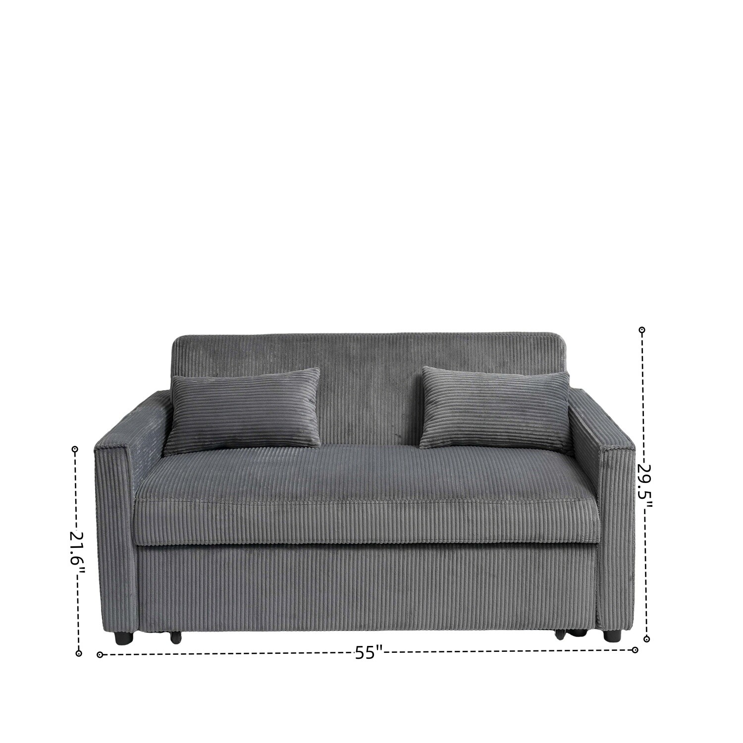 Convertible Sleeper Sofa Bed Loveseat 2 Seater Couch with Pull Out Bed Gray/Blue