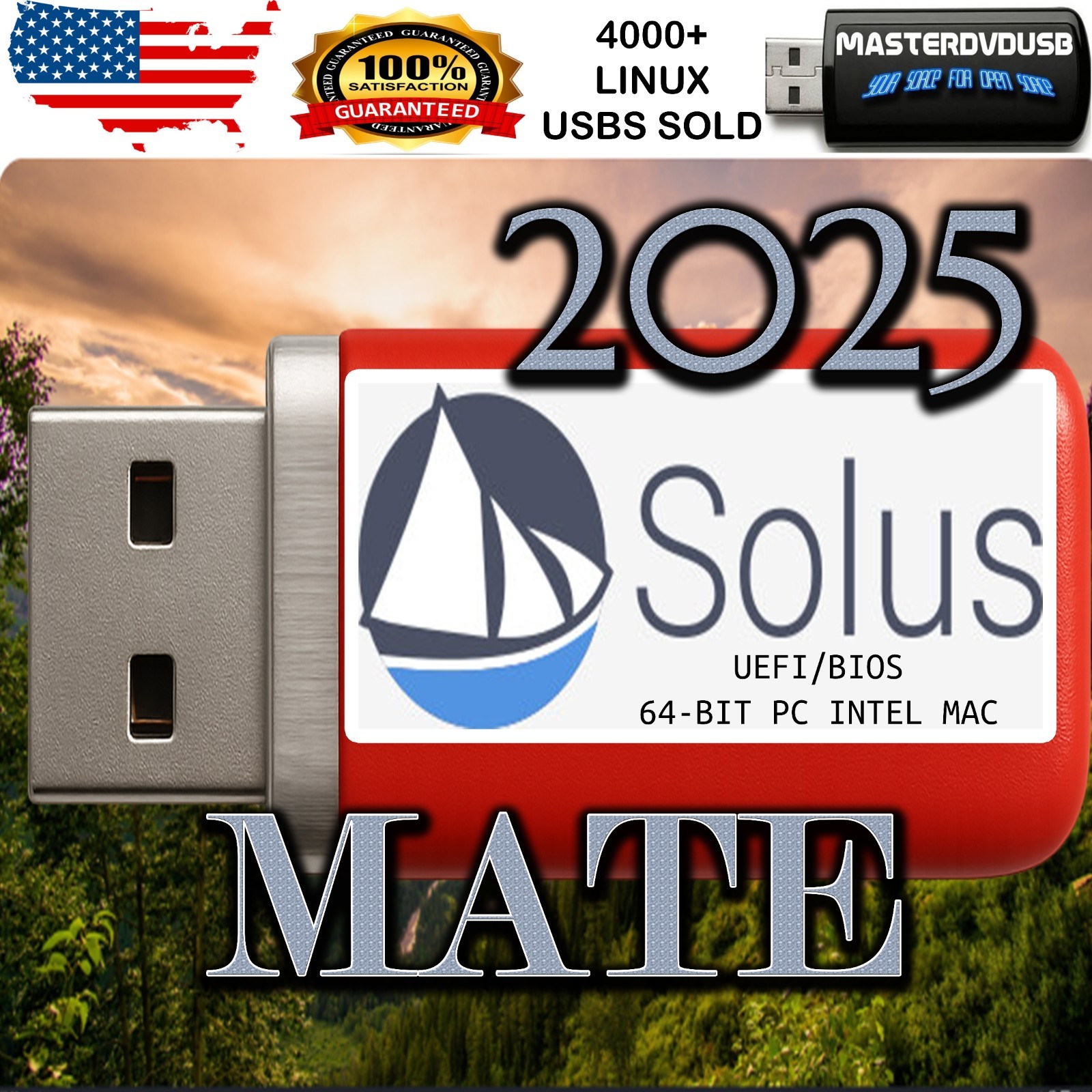 Solus 2025 MATE – Bootable USB Live Installer – PC & Intel Mac – UEFI/BIOS