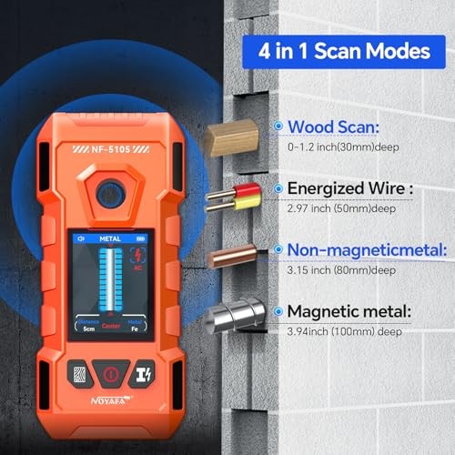Stud Finder Wall Scanner - 6 in 1 Rechargeable Electronic Wall Detector Orange