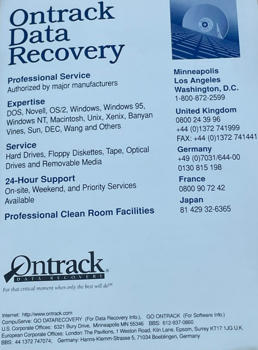 Ontrack Disk Manager, for Bundling Purposes Only, Version # 7.09
