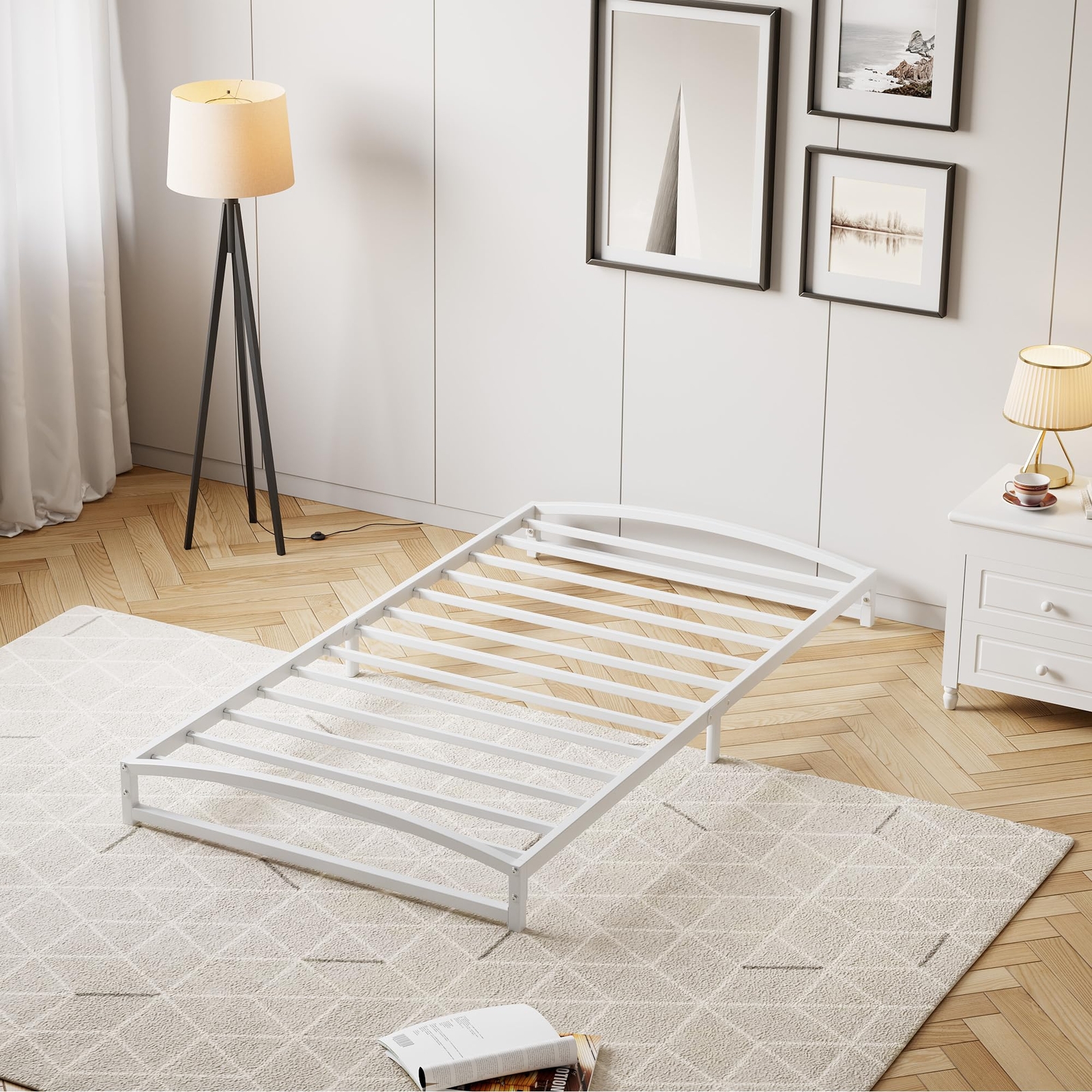 6'' Twin Size Bed Frame,Low Profile Platform Twin Bed Frame w/Steel Slat Support
