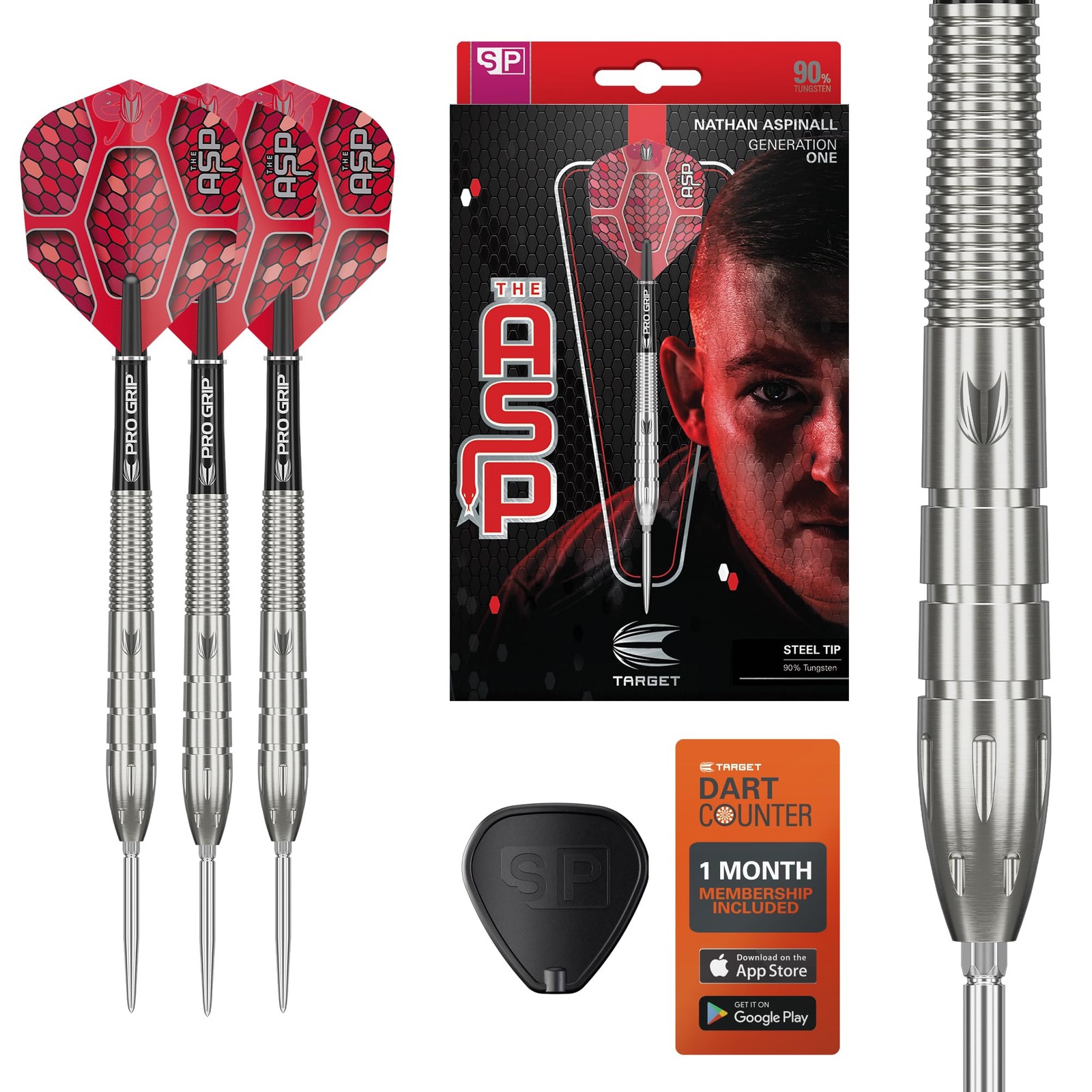 Target Darts Nathan Aspinall Generation 1 Steel Tip Darts 90 Tungsten Dart Set