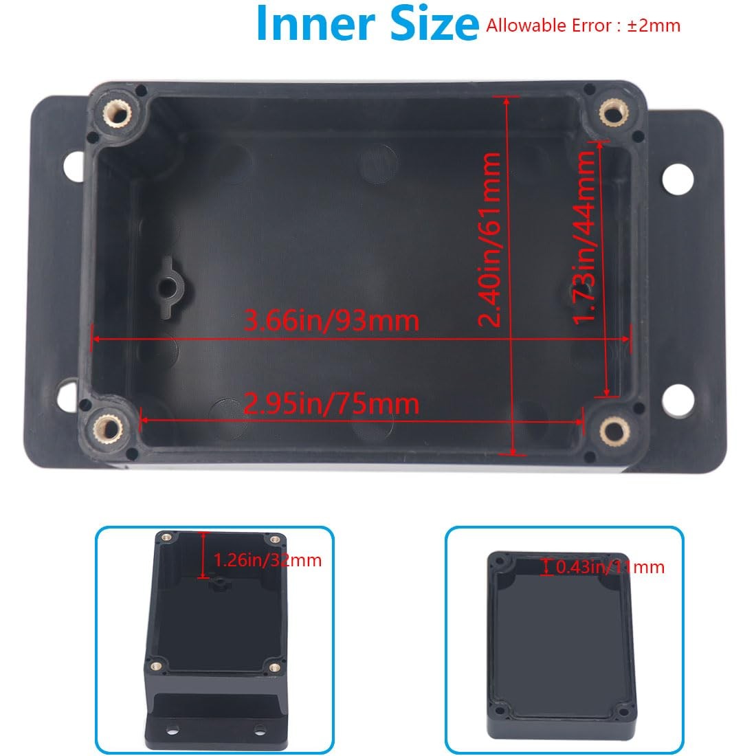 IP67 Waterproof Junction Box Outdoor Electrical Project Box ABS Black Enclosure