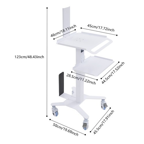 Adjustable Rolling Computer Cart Hospital Beauty Spa Trolley Cart Rolling Cart