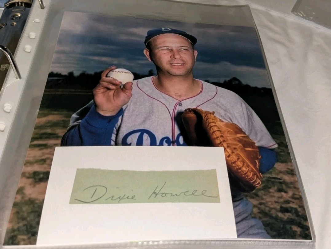 Dixie Howell Brooklyn Dodgers Signed Cut With 8x10 Photo W/Our COA B