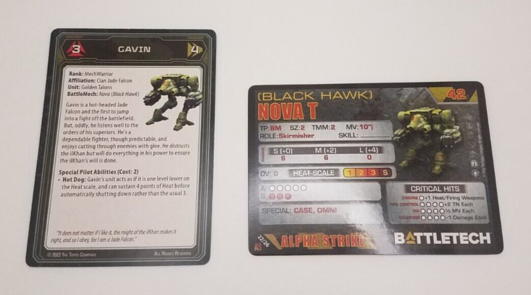 Battletech Alpha Strike - Nova (Black Hawk) *Mech & Cards*