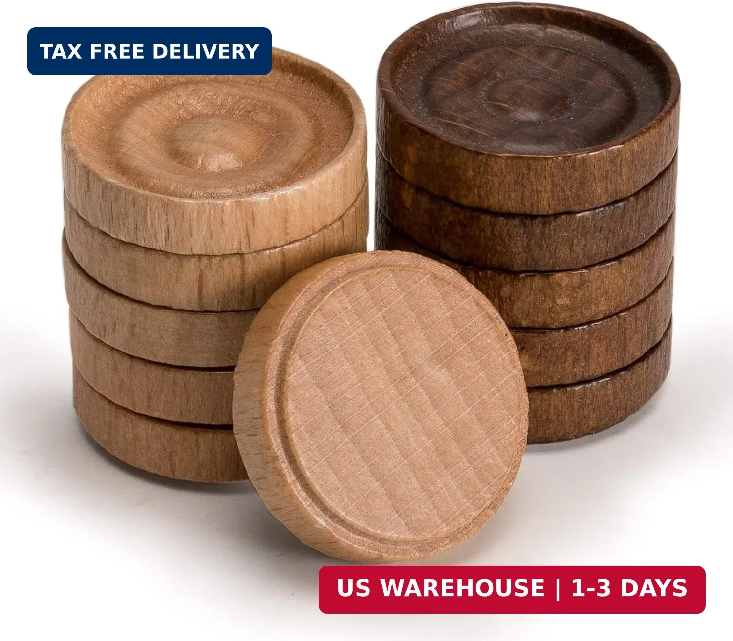 Husaria Wooden Italian Style Checker Pieces with Stackable Ridges and Drawstring