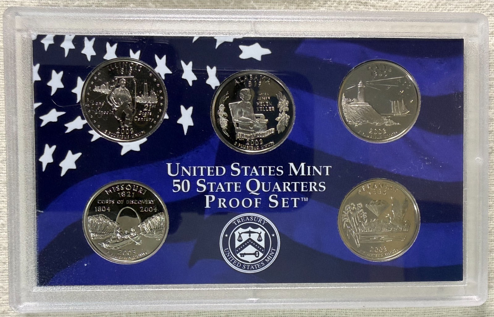 2003 US Mint Proof Set Complete OGP COA State Quarters Sacagawea Dollar