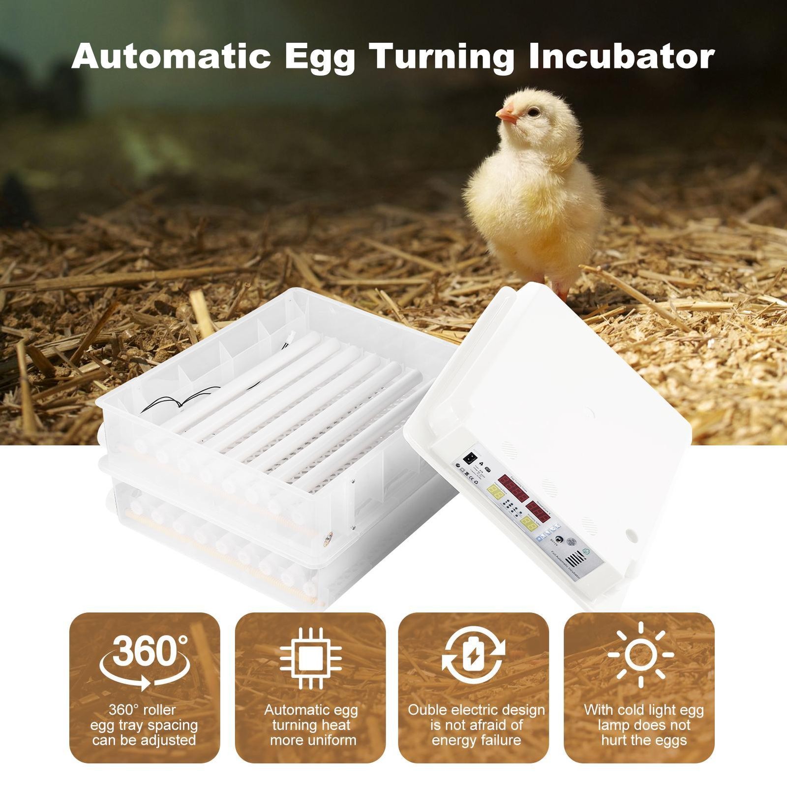 Automatic 120 Eggs Incubator Temperature Control Digital Chicken Egg Hatcher---