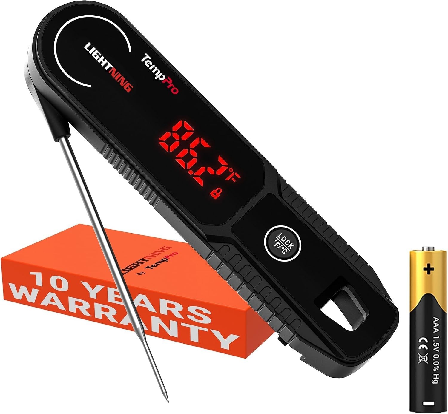 Digital Meat Thermometer with Fast Reading, Waterproof Design & Lock Feature