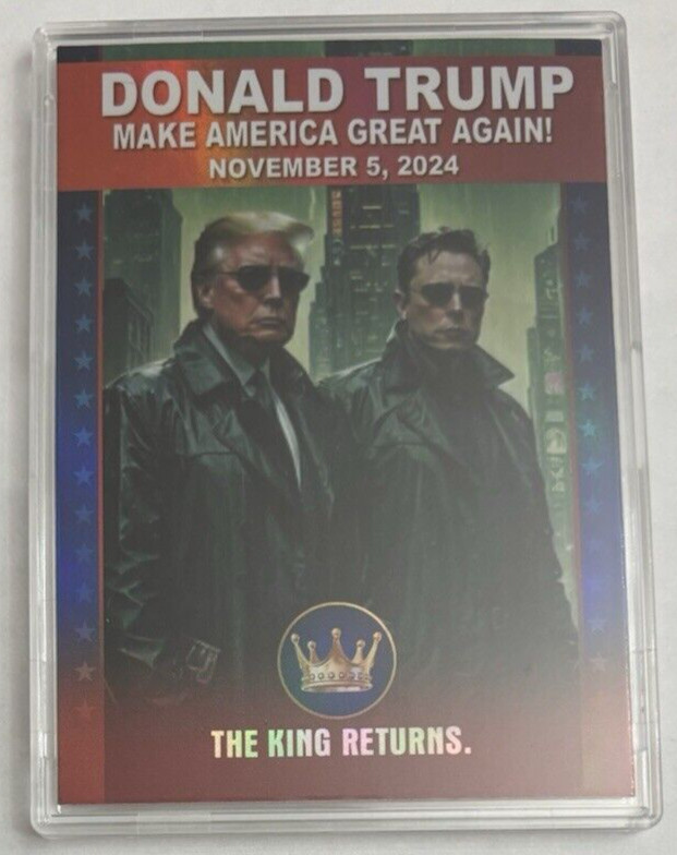 🕶️🖤Carte Édition Limitée 💥  Elon Musk & Donald Trump dans un  Style Matrix 💚