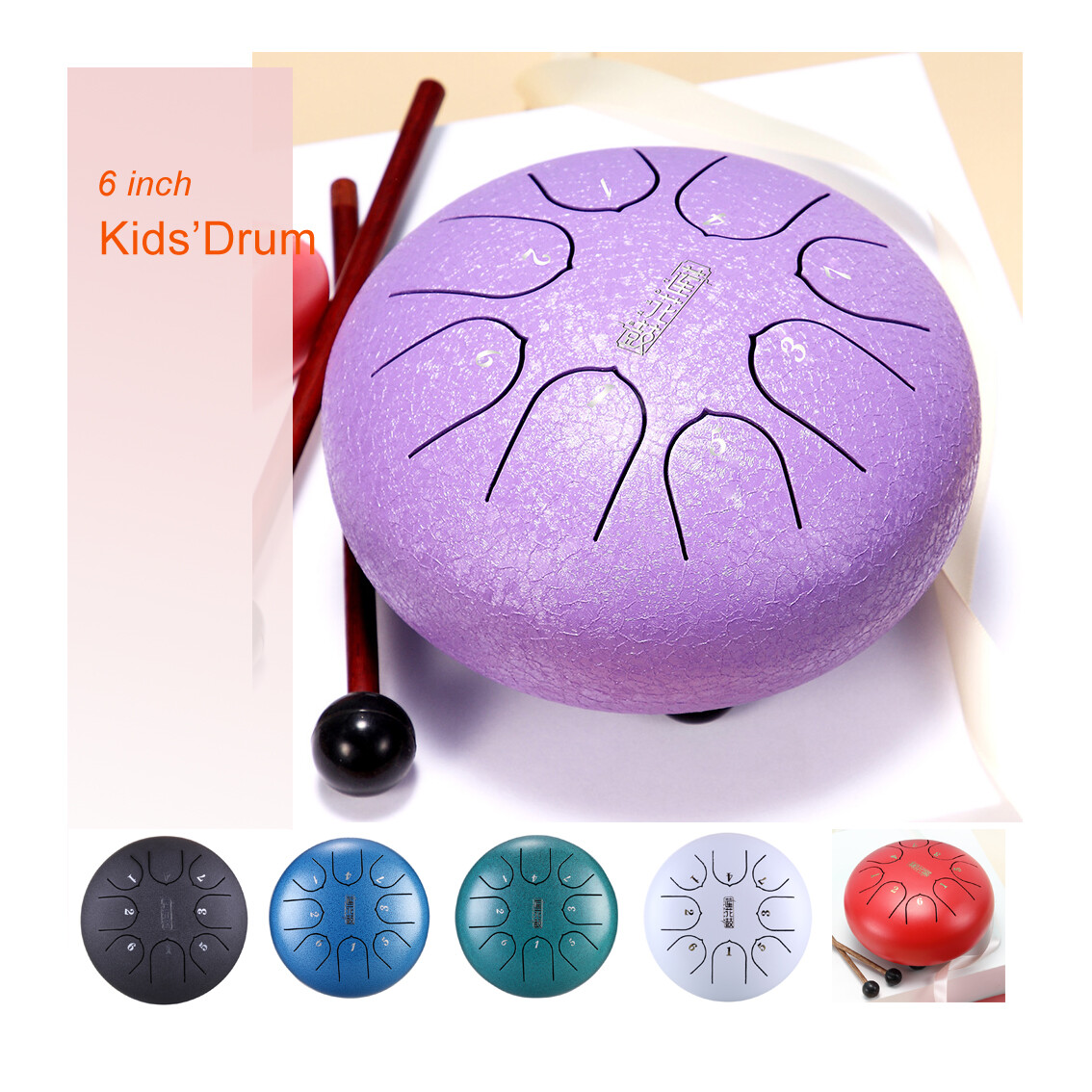6inch Steel Tongue Drum Kids Percussion HandpanTankdrum Set with Bag and Mallets