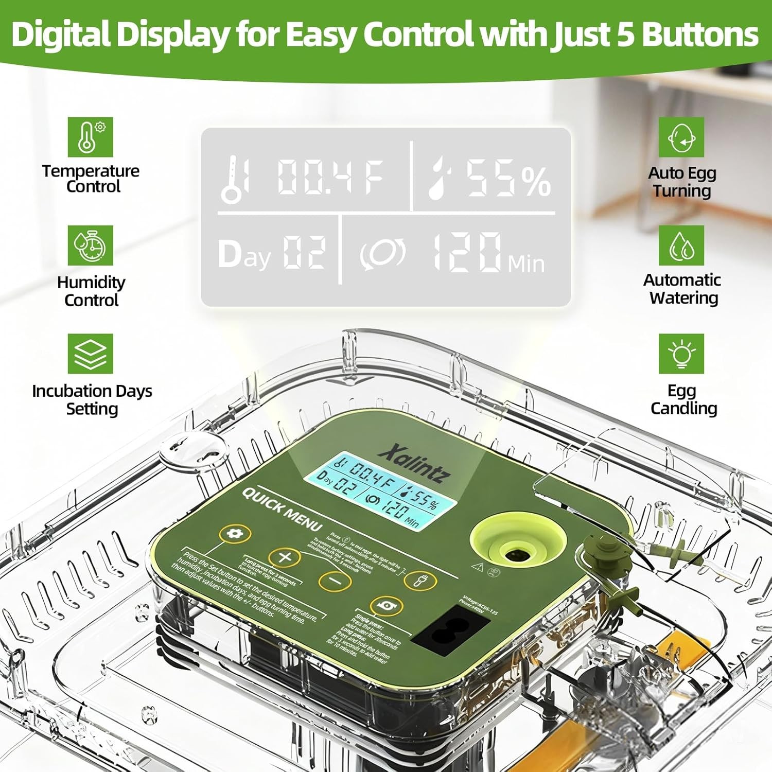 12 Egg Incubator for Hatching Eggs with Automatic Turning,Temperature & Humidity