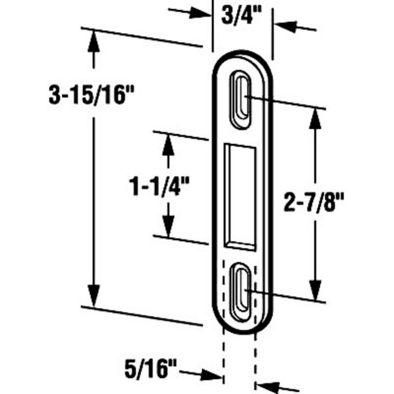 Sliding Glass Door Latch Keeper 4" Steel Zinc 2-7/8" Holes