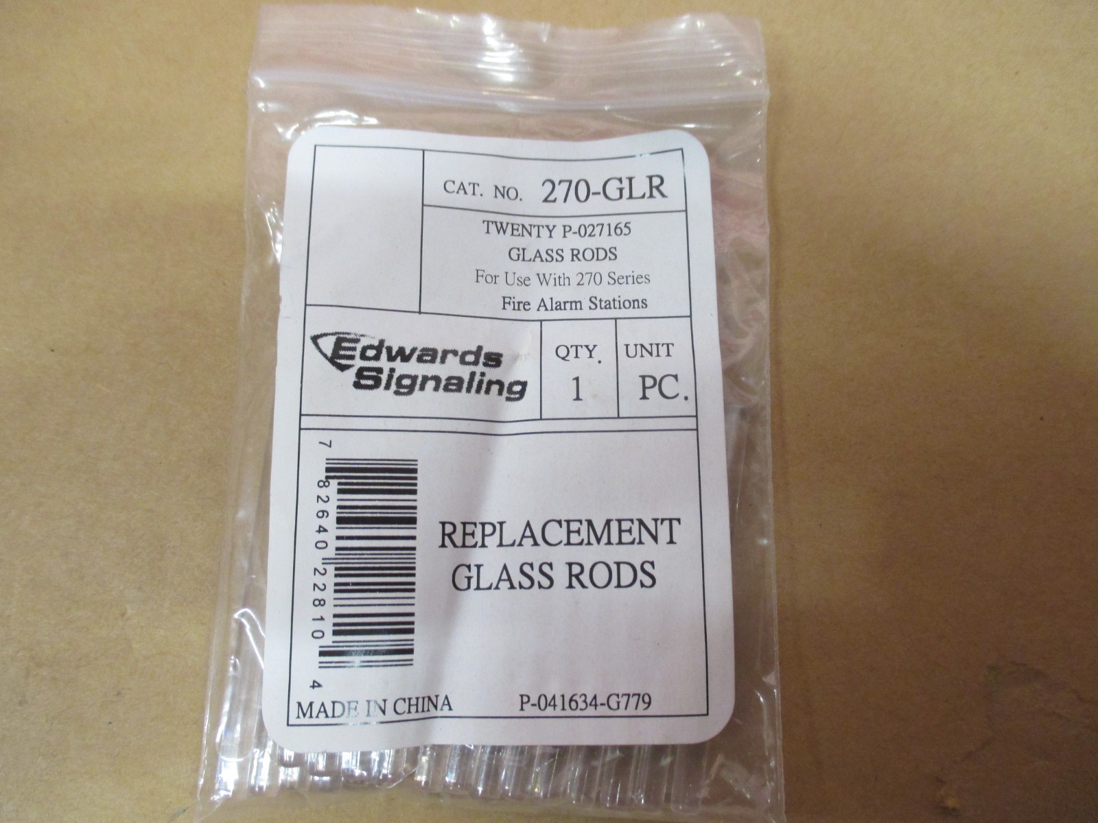 270-GLR EDWARDS SIGINALING GLASS RODS 270 FIRE ALARMS SERIES 1 PACK OF 20 PC NEW