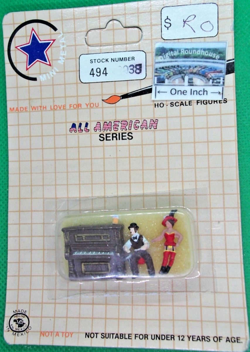 Mini Metal Figures HO #494-0038 RO Saloon Piano Player & Dancer - More Below