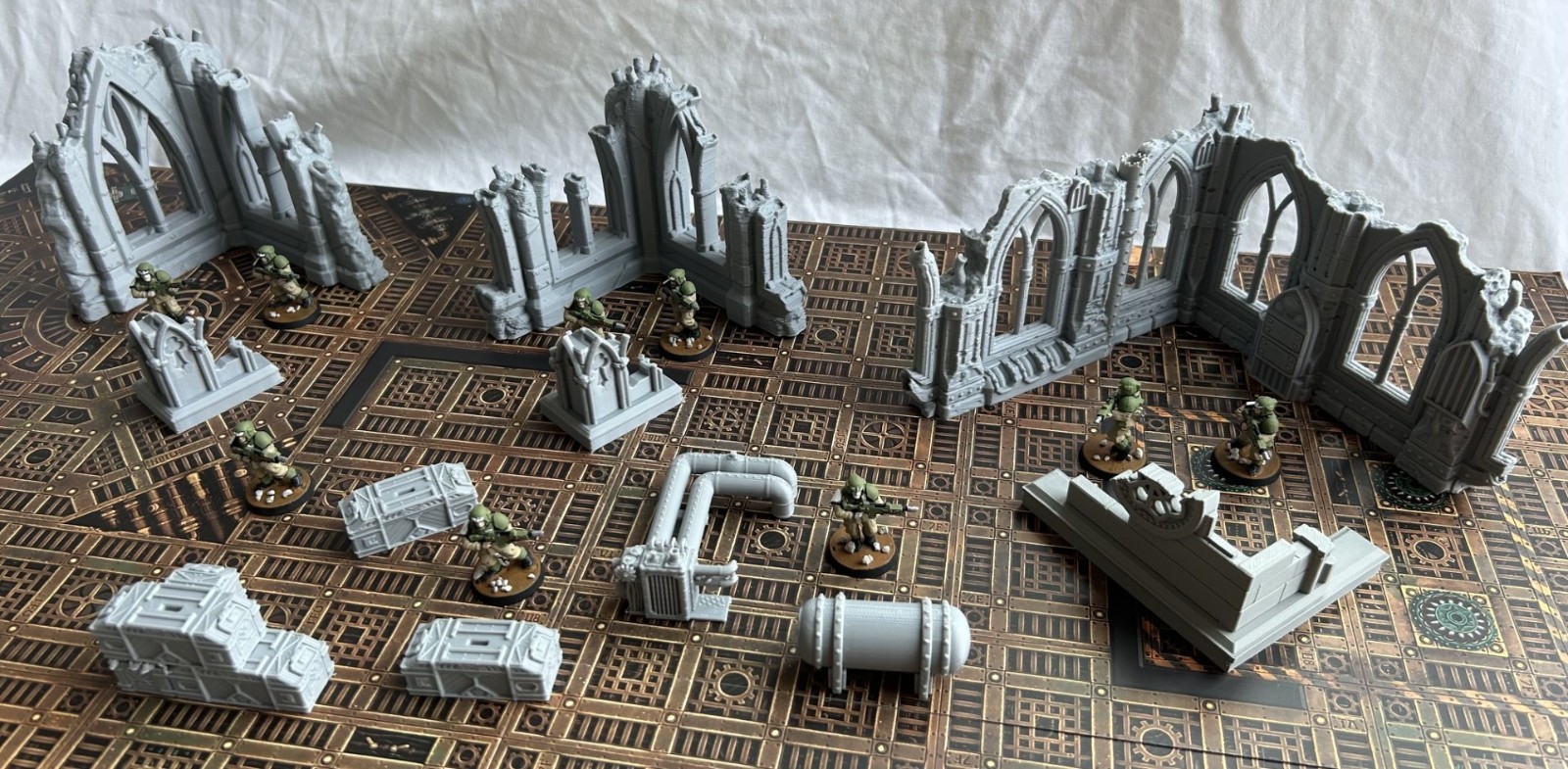 C Ruins 28mm Terrain 3D Printed   40K    Kill Team   corners, crates, pipes etc.