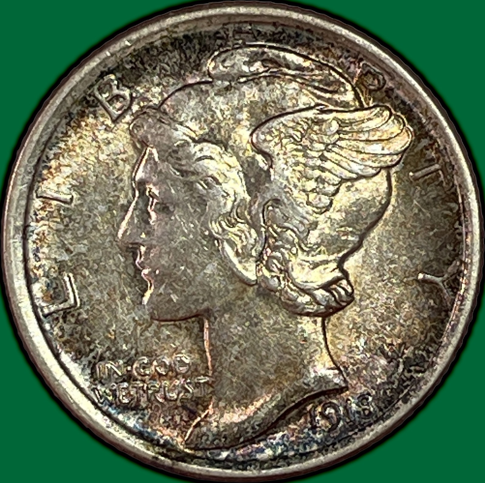1918 Mercury Dime Brilliant Uncirculated BU Coin #41366